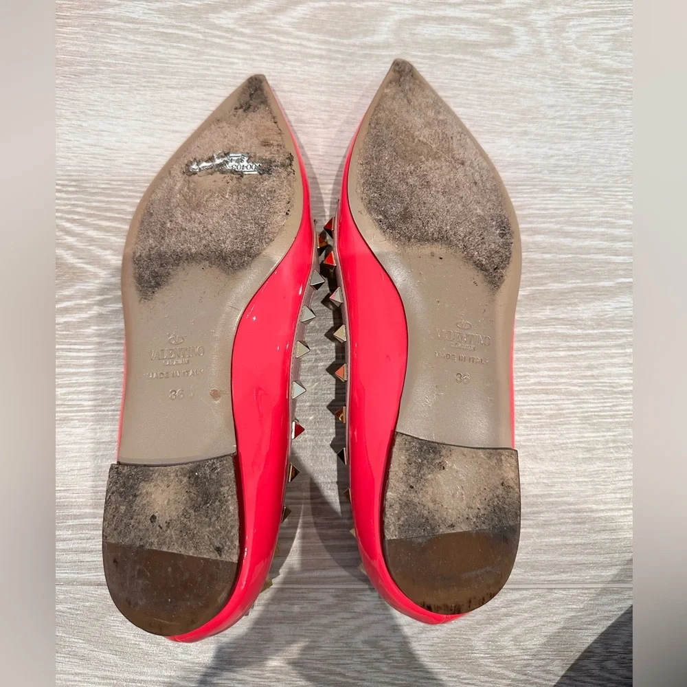 Valentino Garavani Hot Pink Patent Rockstud Flats Size 36 - Picture 3 of 5